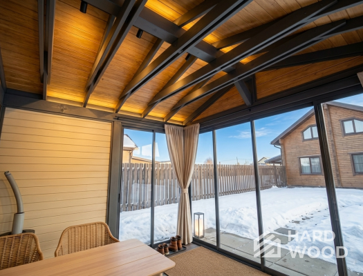 Беседка из дерева с окнами в пол №95 - фото 2263